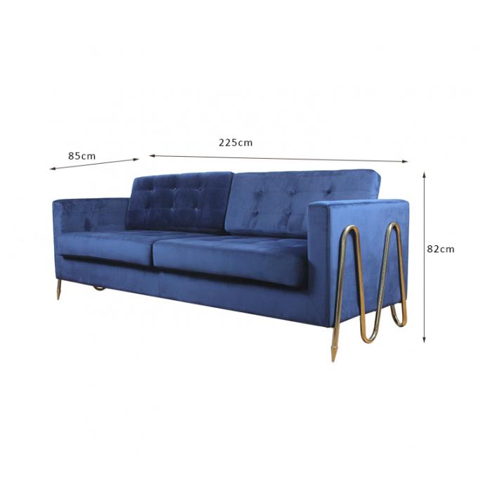 Stainless Steel Designer Small Apartment Modern Fabric Sofa  W 225cm 0