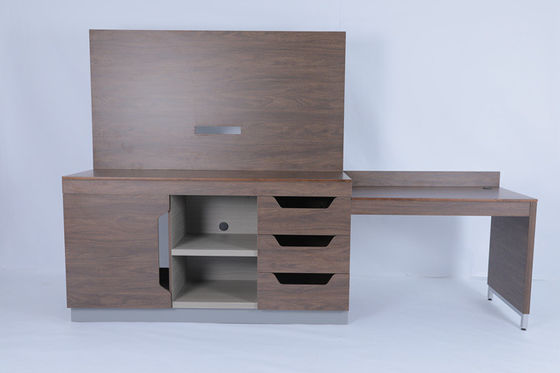 خرید اتاق خواب مدرن سفارشی پانل تلویزیون خطی گسترده و کابینت میز برای هتل هیلتون تولید آنلاین