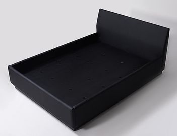 خرید Black Vinyl Fully Upholstered King Size Hotel Bedroom Bed With Black Laminate Base تولید آنلاین