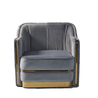 خرید Light Luxury Style Velvet Fabric Single Sofa With Stainless Steel Decorated تولید آنلاین