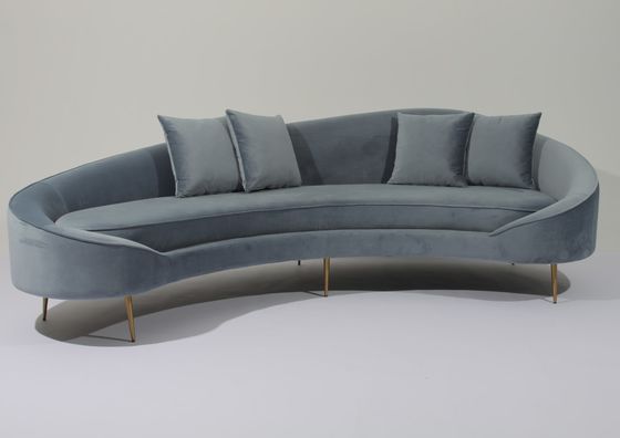 خرید W 260cm Velvet Fabric Sofa Stainless Steel Base Couch For Living Room تولید آنلاین