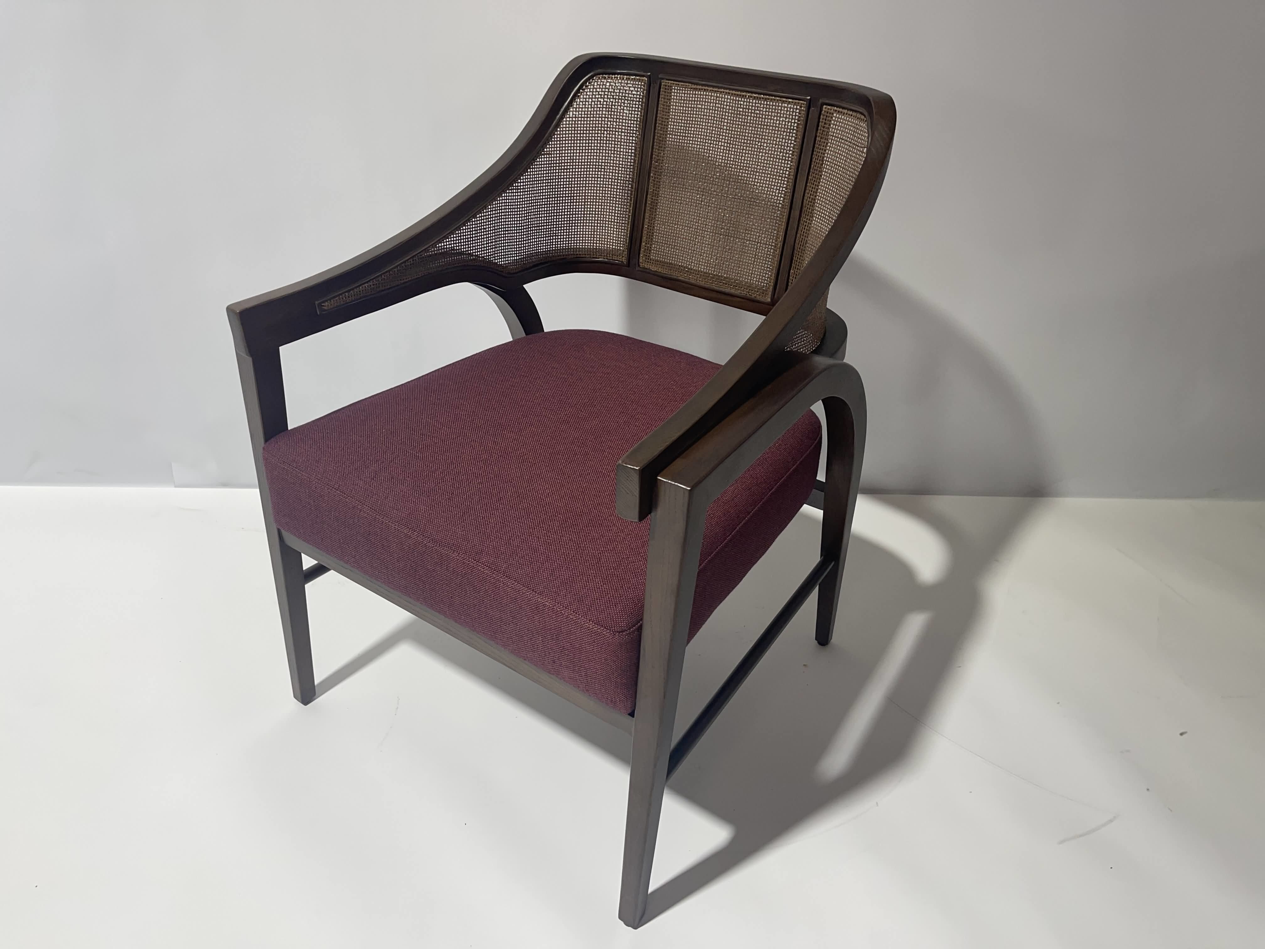 Cane chair with upholstery fabric