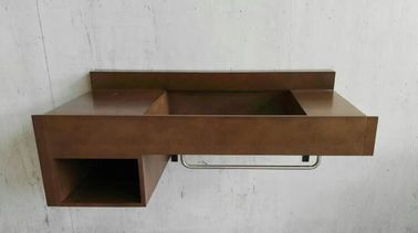 قیمت خوب Floating Modern Bathroom Vanity Cabinets Brown Color With Professional Custom آنلاین