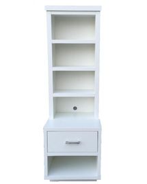 قیمت خوب PU Finish Tall Bedside Tables With Drawers / White Narrow Tall Nightstand آنلاین
