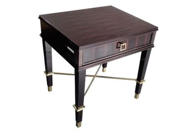 قیمت خوب Ebony Wood Hotel Bedside Tables Bedroom Furniture Night Stands Pu Finish آنلاین