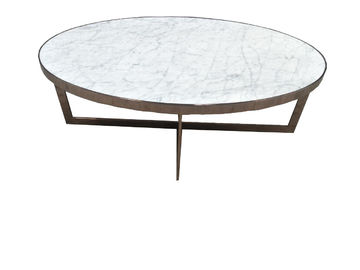 قیمت خوب Indoor Furniture Stone Top Living Room Coffee Table White Quartz With Metal Base آنلاین