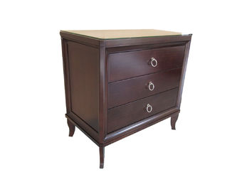 قیمت خوب 3 Drawer Walnut Finish Hotel Bedside Tables King Size Wooden Night Stand آنلاین