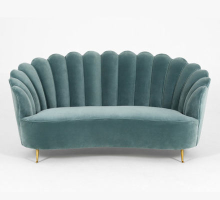 قیمت خوب Wooden Popular Event Furniture Rental Long Back Blue Velvet Fabric Wedding Sofa آنلاین