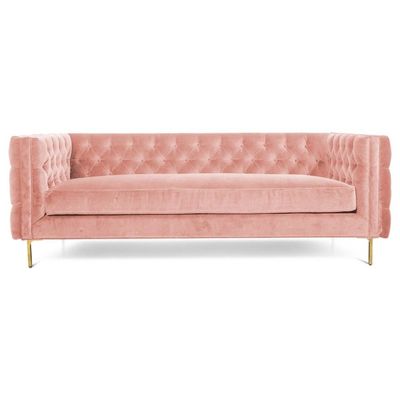 قیمت خوب Home furniture Pink Velvet Fabric Event Furniture Rental with 4 Golden Metal leg solid wood Base Sofa Sets آنلاین