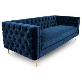 قیمت خوب Golden metal leg new model black velvet fabric  button tufted sofa sets for wedding,living room sofa آنلاین
