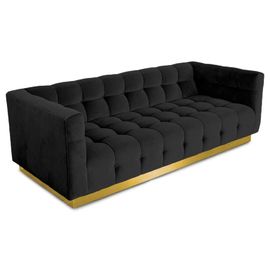 قیمت خوب European furniture luxury classic recliner  black Velvet living room sofa with golden metal base آنلاین