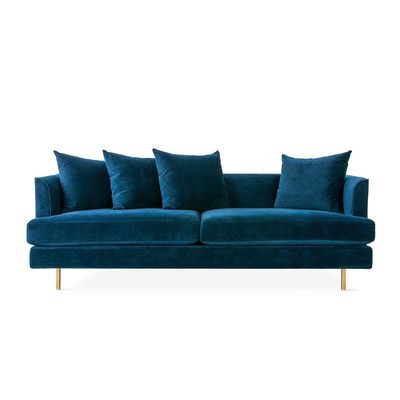 قیمت خوب European style modern design Blue velvet sofa with stainless steel metal base آنلاین