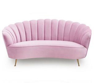 قیمت خوب Pink couch velvet tufting upholstered  wedding rental metal living room sofa with 4 metel legs آنلاین