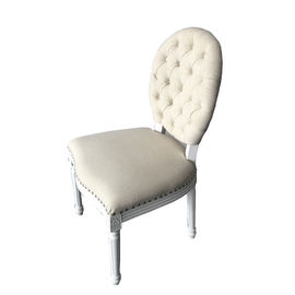 قیمت خوب French style vintage natural oak white wood frame fabric dining chair آنلاین