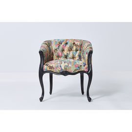 قیمت خوب Elegant black with grain Wood Frame Chair French Style Chair Crazy birds Fabric Antique Armchair Accent chair آنلاین