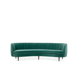قیمت خوب Upholstery Velvet Fabric Sofa Chair Curved Back Simple Design Modern with black solid wood leg sofa آنلاین