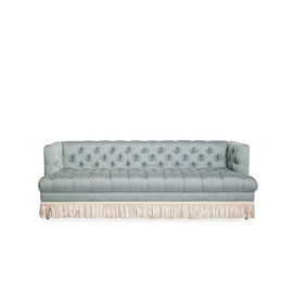 قیمت خوب New Design Classics Style Living Room Sofa  3 Seater Grey Velvet Fabric Sofa With Fashionable Tasseles آنلاین