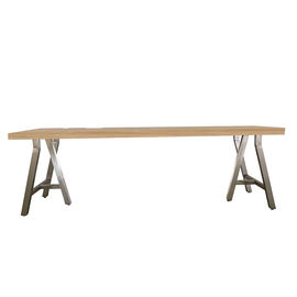 قیمت خوب Luxury Hotel Furniture Free Standing Desk With Brushed Aluminum Metal Trestle Legs , Modern Appearance writing desk آنلاین