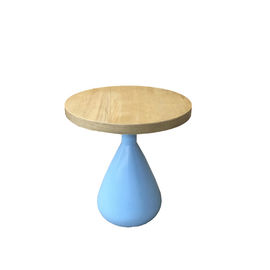 قیمت خوب Round Solid Oak Blue Base wood veneer Living Room Coffee Table For Hotel Bedroom Set آنلاین