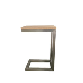 قیمت خوب Brushed Nickel Leg Wooden Frame Small Wood Veneer Side Coffee Table For Living Room آنلاین