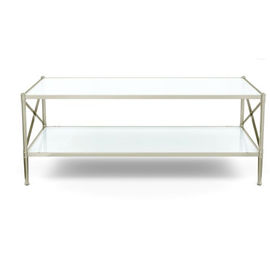 قیمت خوب Classic Living Room Coffee Table Decorative Brushed Brass With Tempered Glass آنلاین
