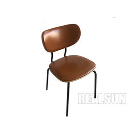 قیمت خوب PU Leather Fabric Wood Back Dining Chairs Black Metal Leg Metal Base For Restaurant آنلاین