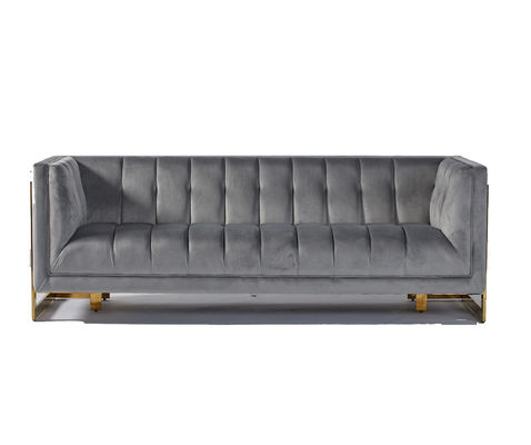 قیمت خوب Velvet Fabric Tufted Modern Living Room Sofa With Hallow Metal Legs آنلاین