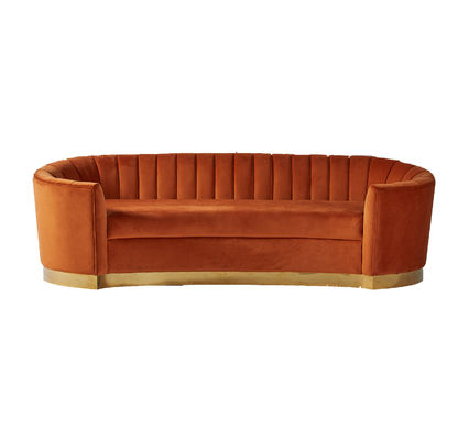 قیمت خوب European Style Modern Fabric Orange Velvet Curved Sofa آنلاین