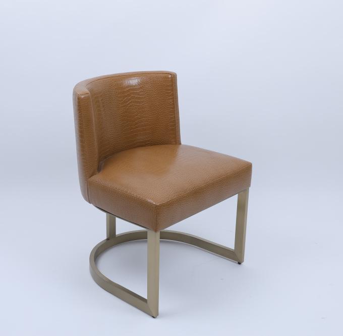 Hotel luxury Metal Golden Leather Living Room Leisure dining Chair 2