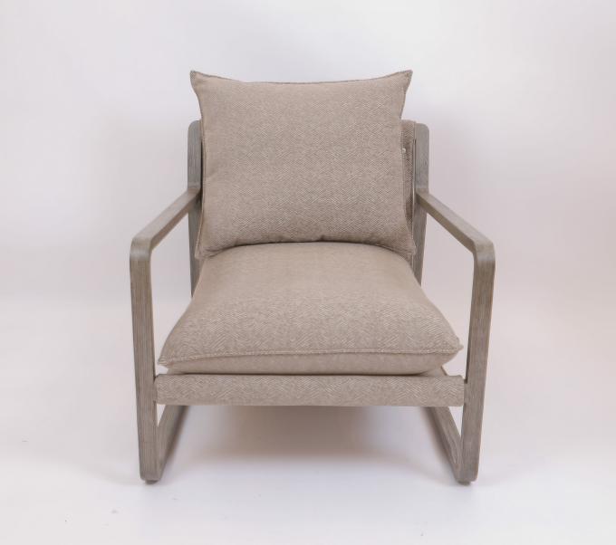 Hotel Bedroom Solid Oak Wood Lounge Chair Stainless Steel Base 0