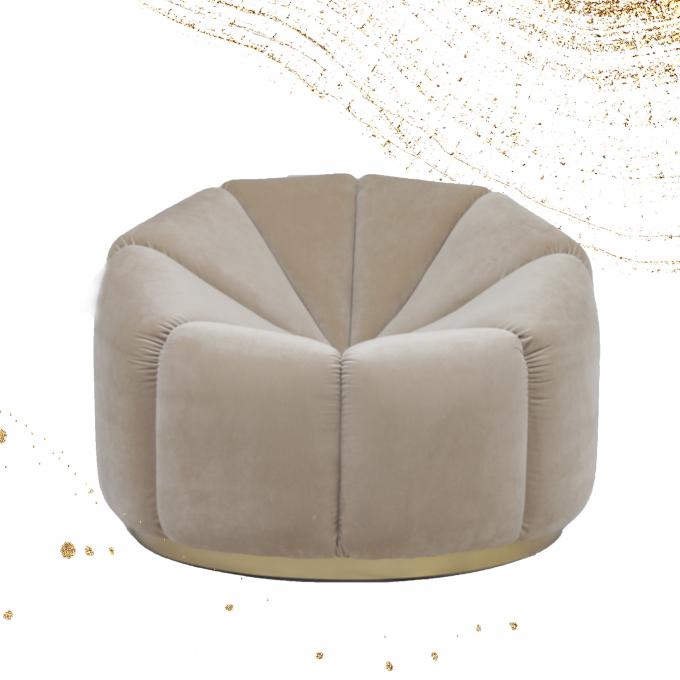 Living Room Furniture Single Velvet Pumpkin Leisure Sofa With Metal Base 1